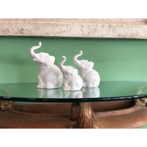 Enameled Ceramic Elephant White